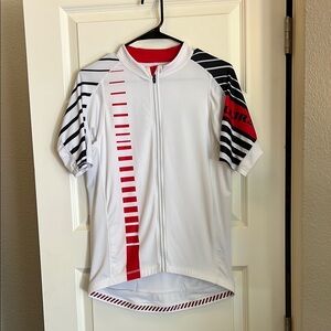 Performance short sleeve, full zip three pocket white cycle jersey size M  CR2